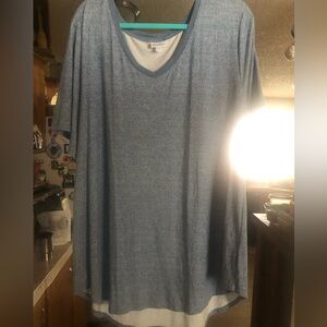 LuLaRoe Iris Heather Denim Blue T-Shirt 2XL